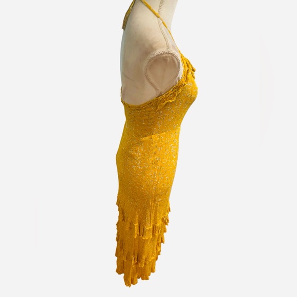 Helena bohemian Yellow Halter Neck maxi Dress size M - Picture 5 of 7